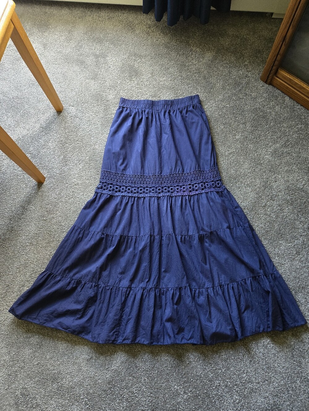 Womans Long Navy Boho Skirt